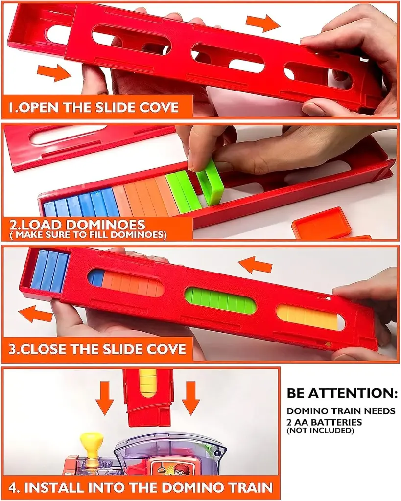 Domino Train Set – Automatic Stacker with Lights & Sounds, 40-Piece Educational Domino Block Kit 3.webp