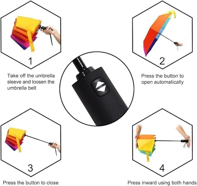 Auto Open Close Rainbow Umbrella 5.webp
