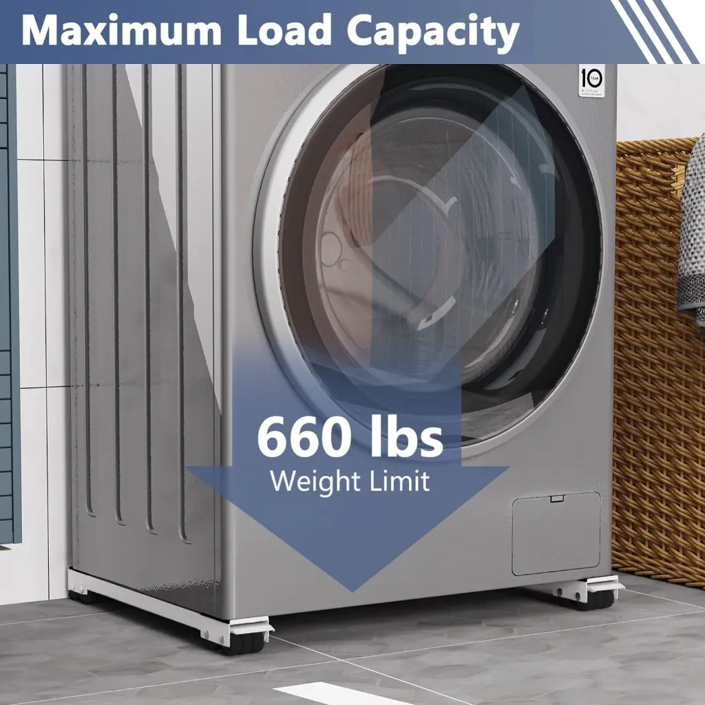 Adjustable Heavy Duty Appliance Roller Stand with Lifting Tool for Washing Machine & Refrigerator (2 Pcs) 5.webp