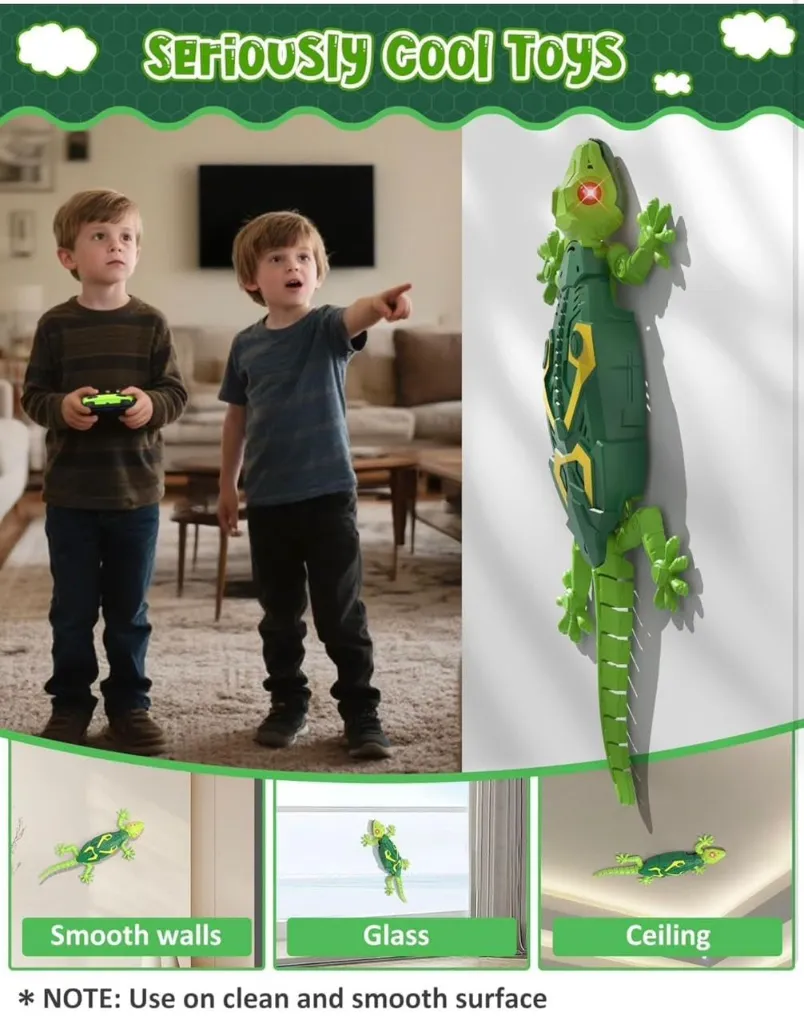 Wall Climbing Remote Control Lizard Toy – 2.4GHz RC with 360° Rotation, LED Lights & USB Rechargeable Indoor Stunt Toy for Kids 4.webp