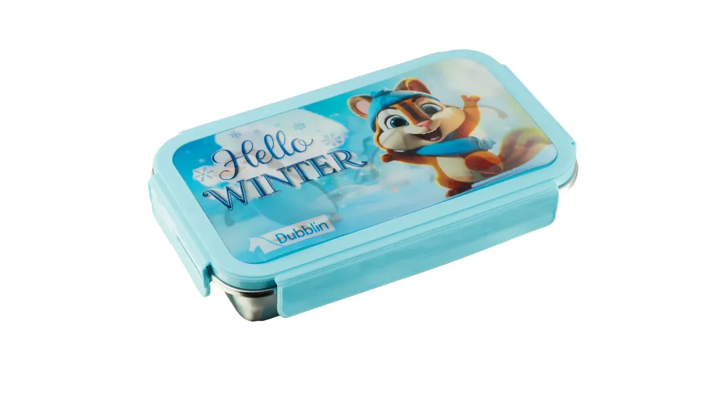 Dubblin Stainless Steel 2 Compartment Lunch Box  Leak-Proof  BPA-Free  410ml  Model - Snoofy 4.webp