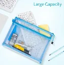 A4 Document Storage Pouch - Waterproof Mesh File Organizer with Dual Zip - Durable Folder for Office, School & Travel - Multicolour 3.webp