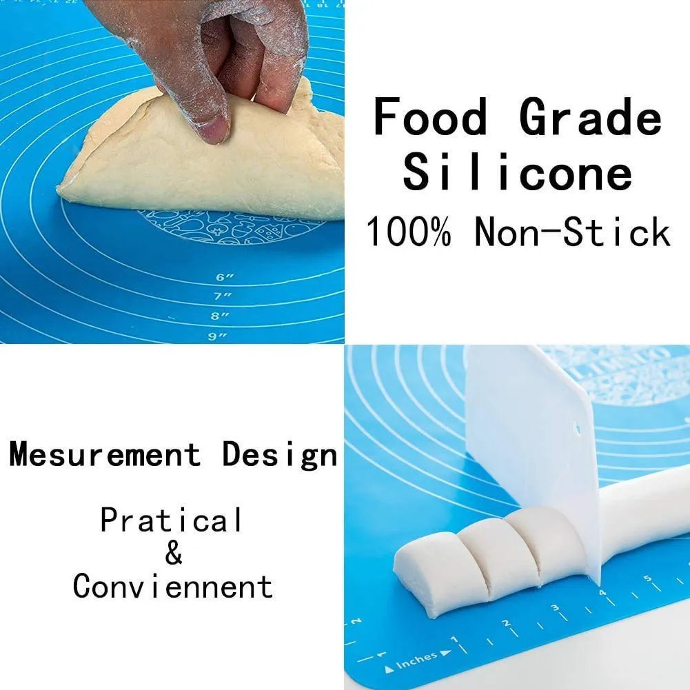 Silicone Baking Mat with Measurements - Non Stick Reusable Dough Rolling Sheet for Roti Chapati Pastry Fondant (50 x 40 cm)  3.webp