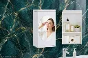 Wall Mounted Bathroom Cabinet with Mirror - Rotatable Storage Organizer Shelf - Space Saving Plastic Vanity Unit for Kitchen Bathroom Bedroom 2.webp