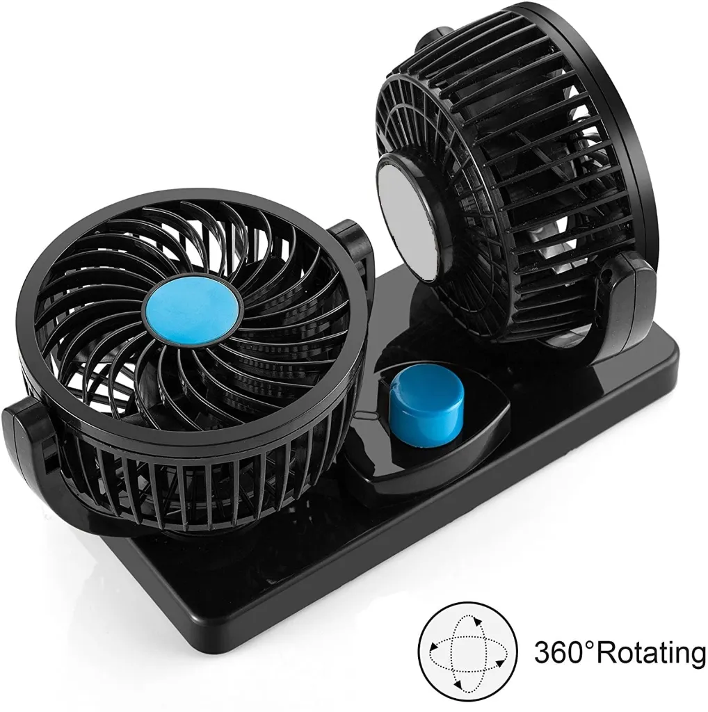 Electric Car Dashboard Fan - 360° Rotatable Dual Head Cooling Fan - 2 Speed Powerful Air Circulation Auto Fan 4.webp