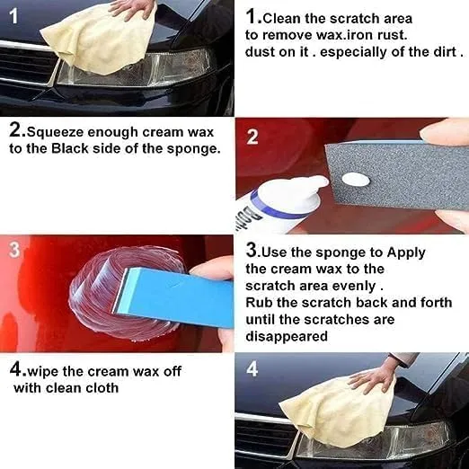 Car Scratch Remover Kit - Deep Scratch Repair Polishing Wax with Sponge - Body Compound Cream for Car Bike Motorcycle 5.webp