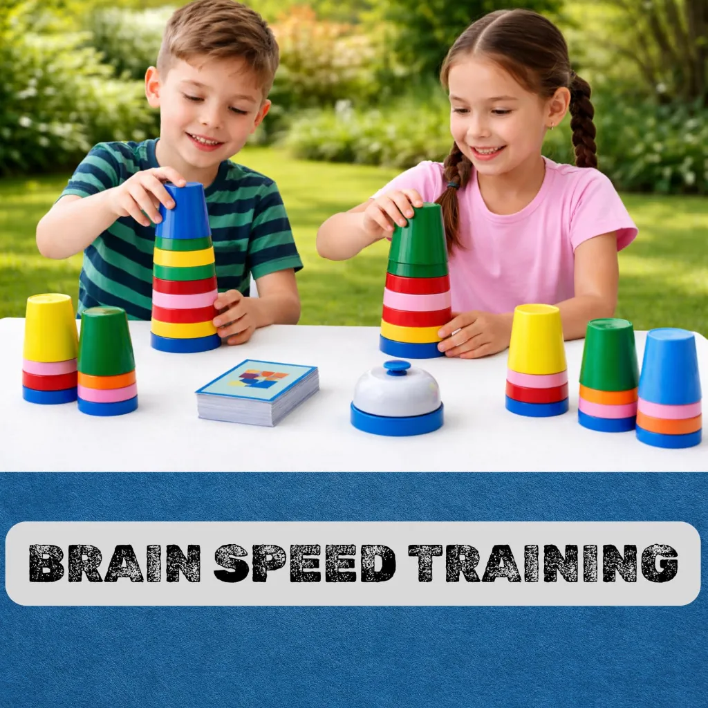 Cup Stacking Battle Game for Kids - Color Matching Puzzle with Bell - Fast Brain Game with Challenge Cards - Educational Montessori Toy 2.webp
