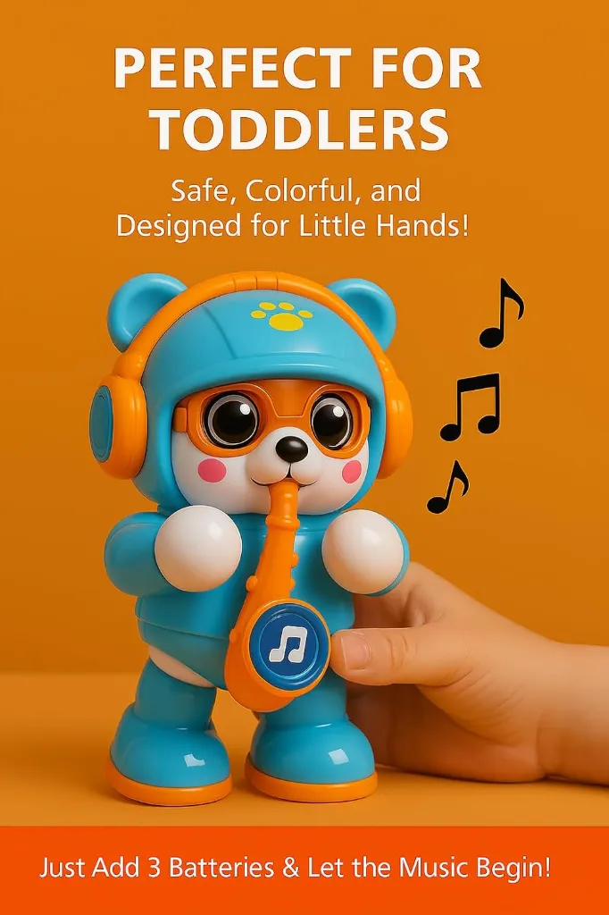 Musical Saxophone Bear Toy with Lights & Dancing Action for Kids 2.webp