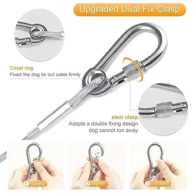 Steel Wire Cloth Rope (5M) Heavy Duty Stainless Steel Wire Rope Cable with Locking Hooks for Clothes Drying, Outdoor, Garden, Gym & Utility Use 5.webp
