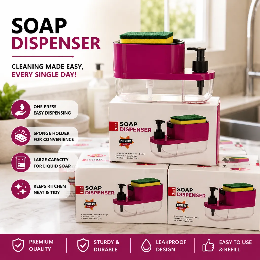 3 in 1 Hand Wash & Dish Soap Dispenser with Sponge Holder.webp
