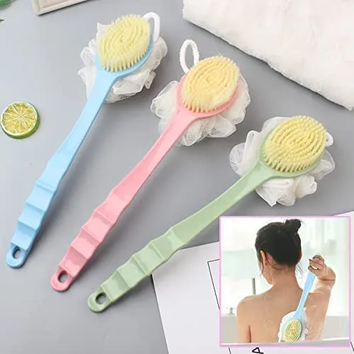 2 in 1 Long Handle Back Bath Brush with Loofah 3.webp