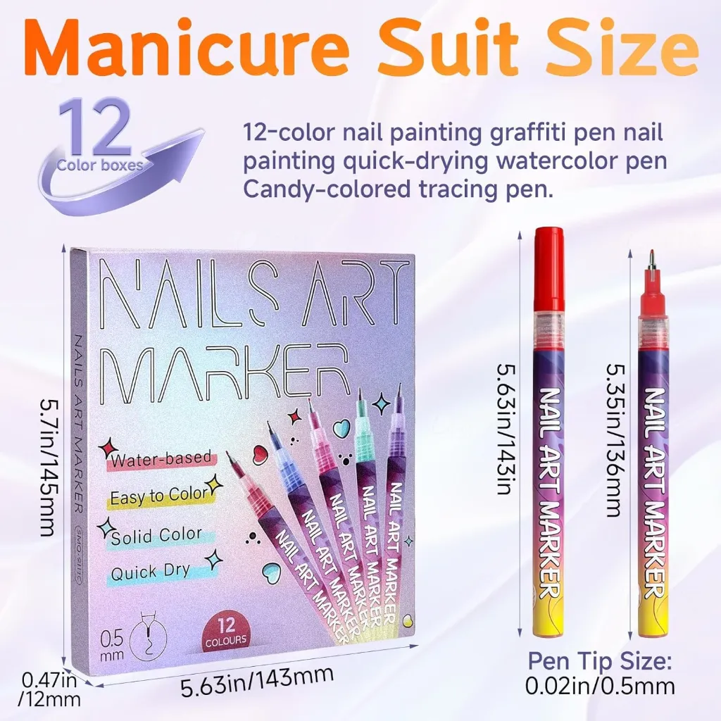 Nail Art Marker Pen Set (12 Colours, 0.5mm) 5.webp