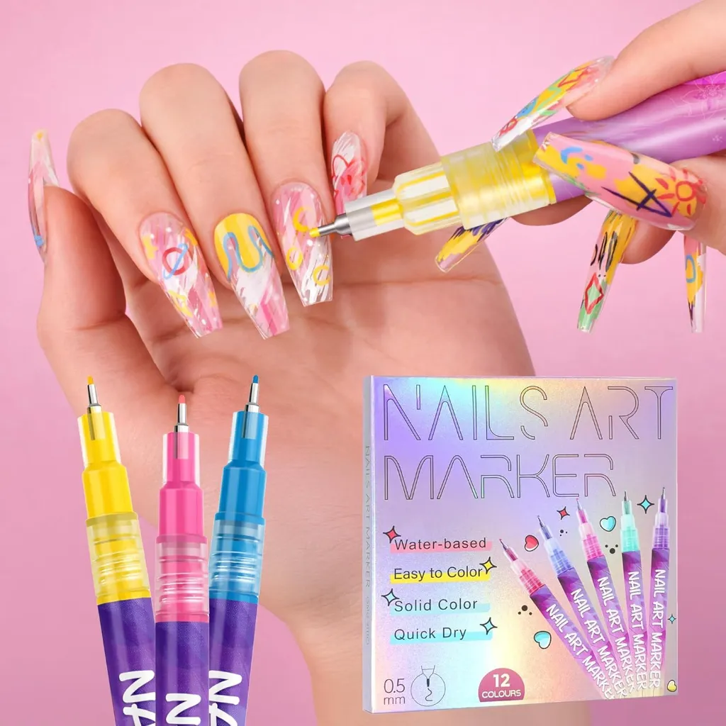 Nail Art Marker Pen Set (12 Colours, 0.5mm) 2.webp