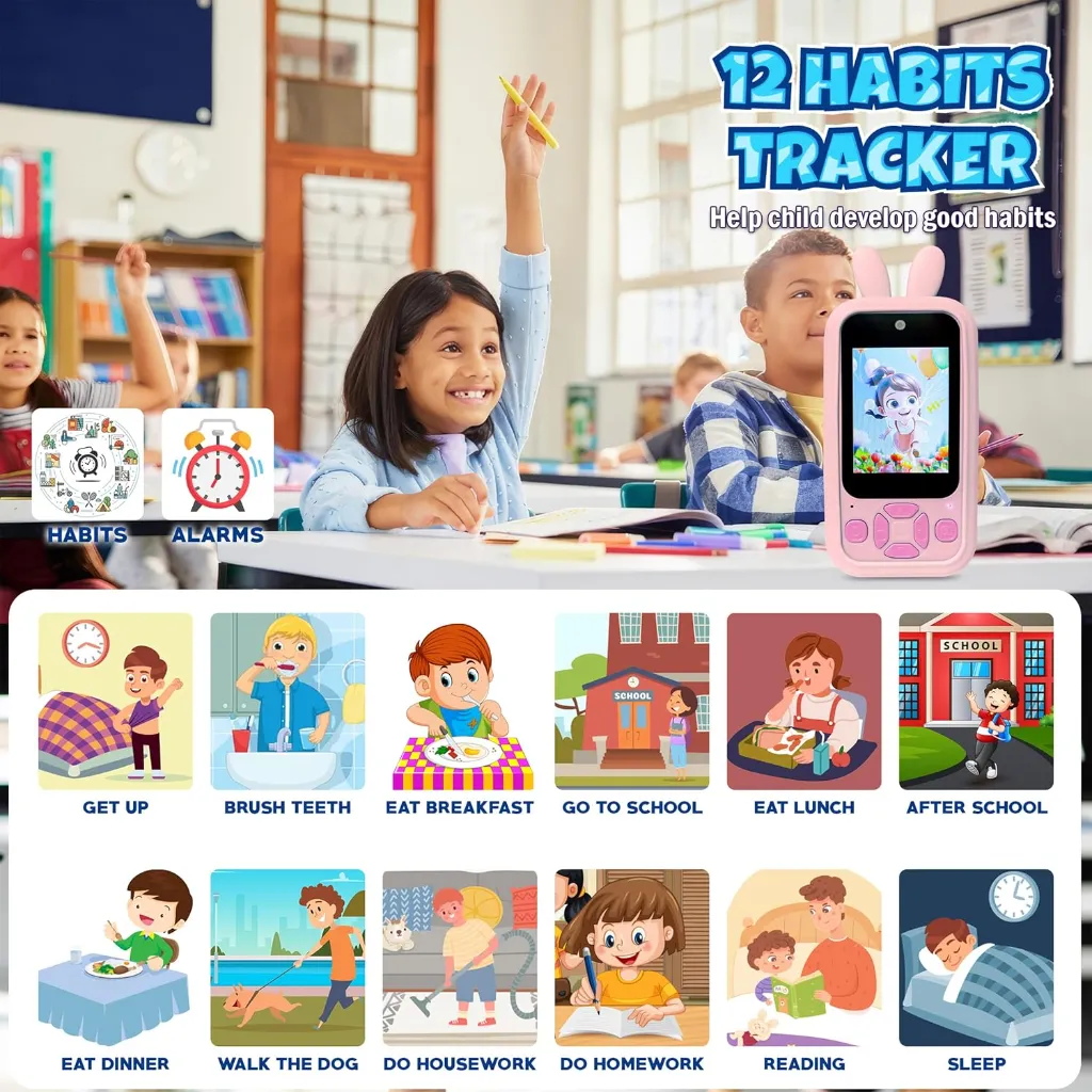 Kids Smart Phone Camera Toy - 1080P HD Video, Front & Rear Camera, Fun Learning & Games (Random Design) 7.webp