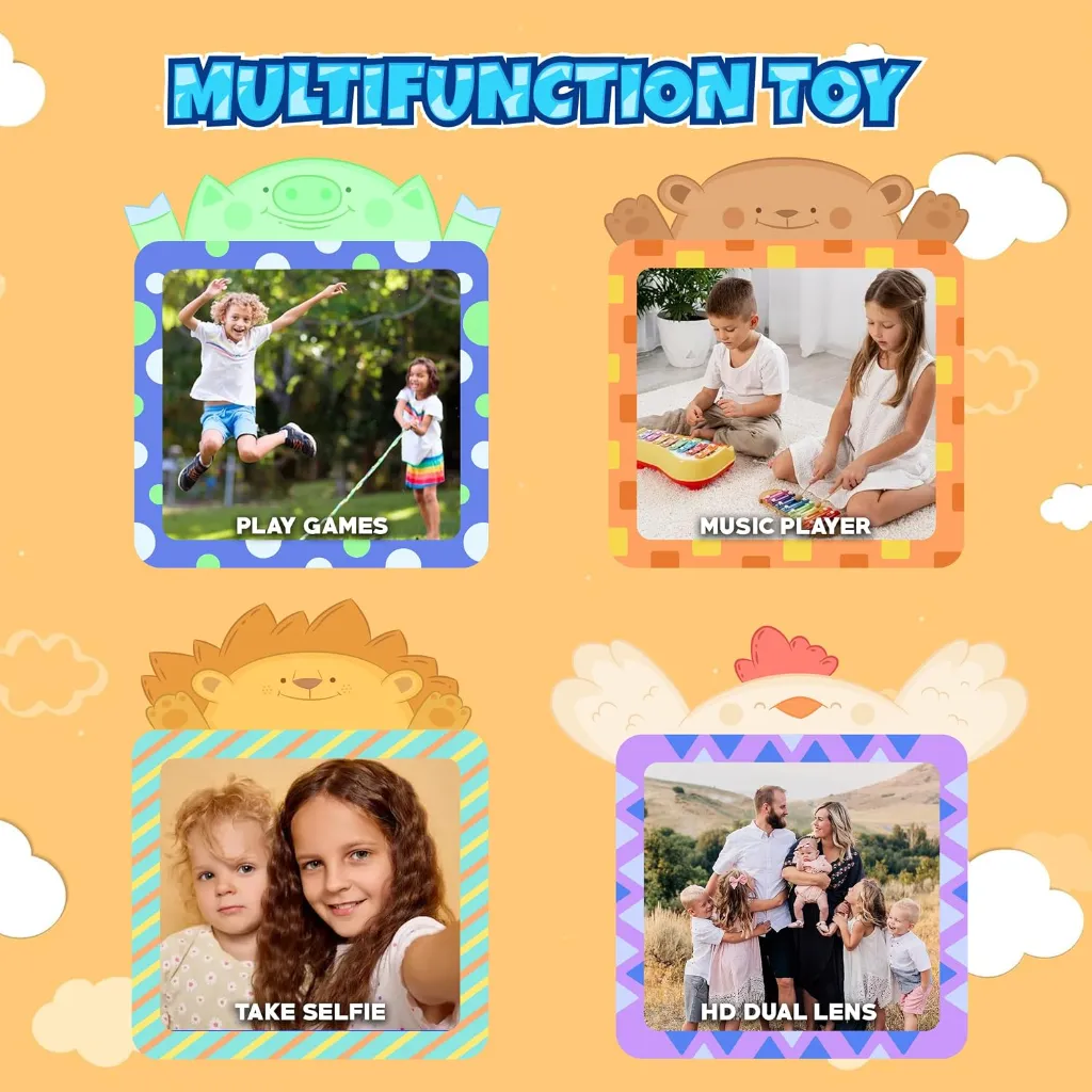 Kids Smart Phone Camera Toy - 1080P HD Video, Front & Rear Camera, Fun Learning & Games (Random Design) 6.webp