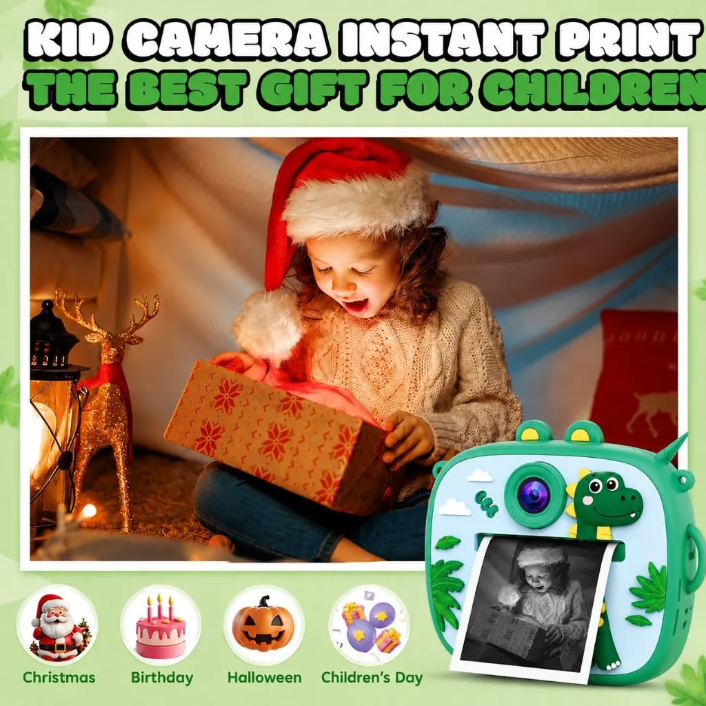 Kids Instant Print Camera with Camera Cover (Random Design) 7.webp