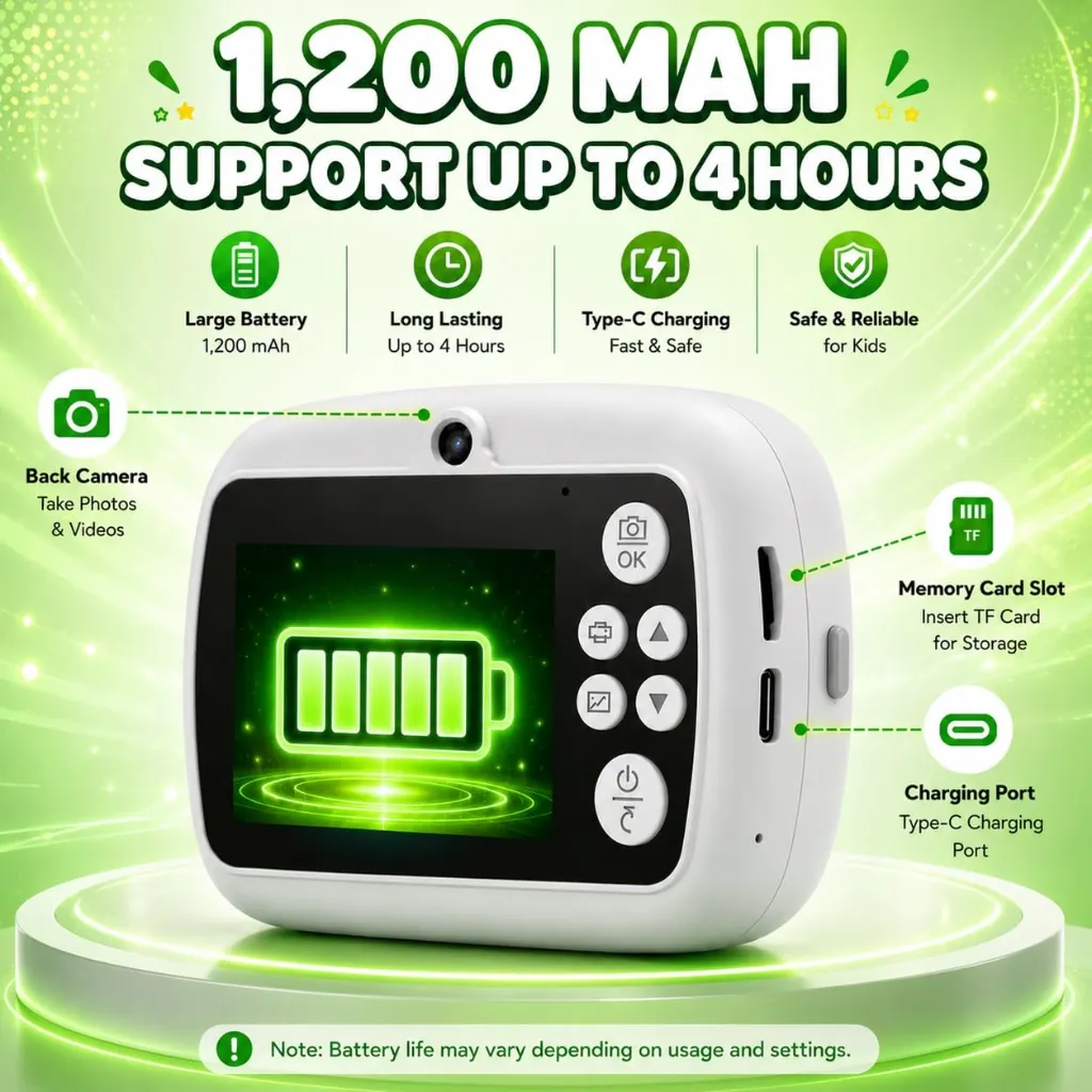 Kids Instant Print Camera with Camera Cover (Random Design) 4.webp
