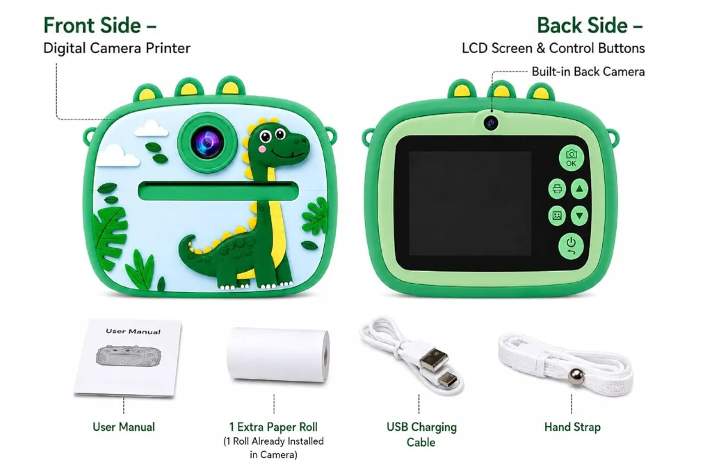 Kids Instant Print Camera with Camera Cover (Random Design) 6.webp