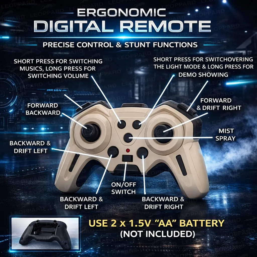 Remote Control Car-2.4 GHz RC Drift Stunt Car - Music, Lights, Lateral Drift & Spray Function (No.XJD242-101C)-2466 4.webp
