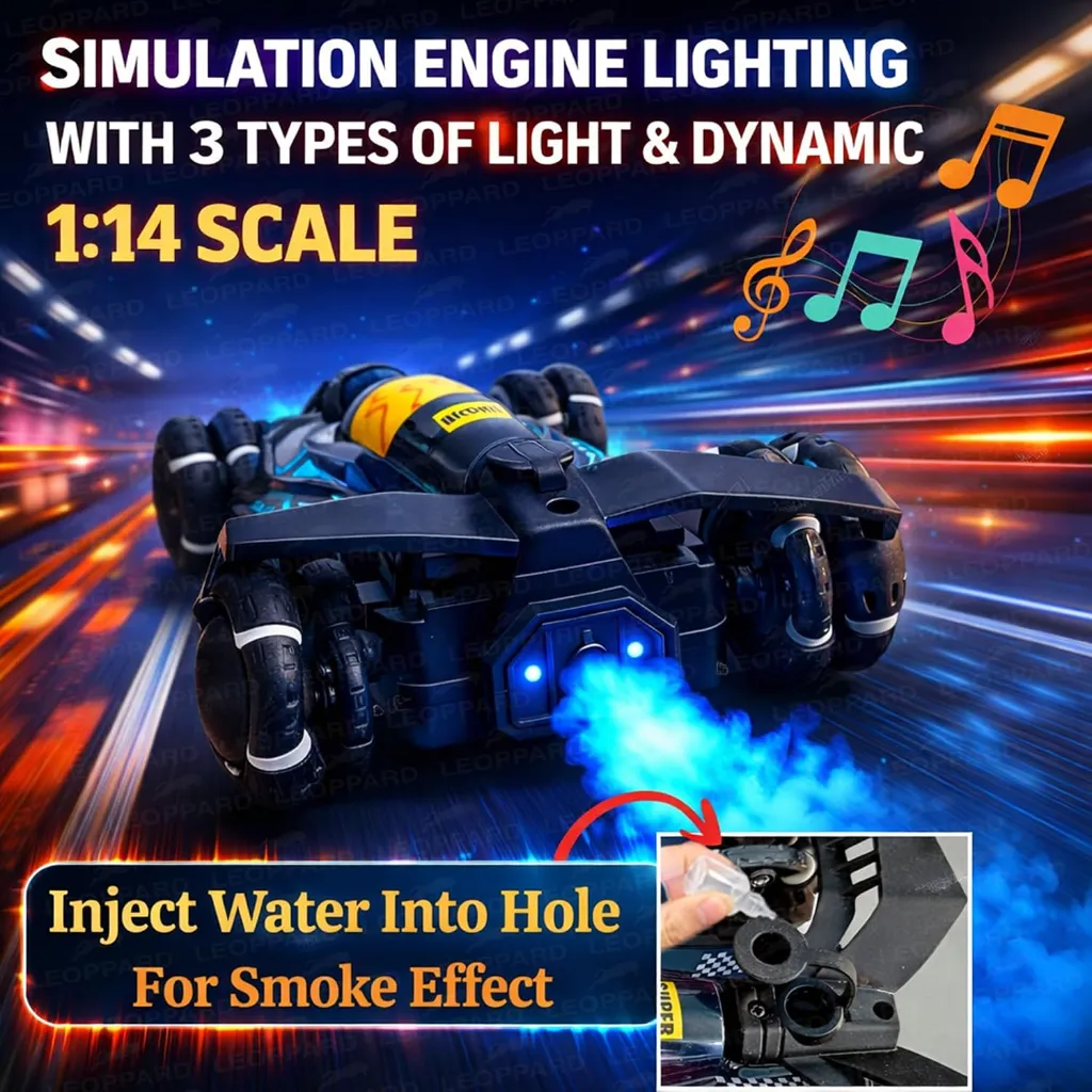 Remote Control Car-2.4 GHz RC Drift Stunt Car - Music, Lights, Lateral Drift & Spray Function (No.XJD242-101C)-2466 5.webp