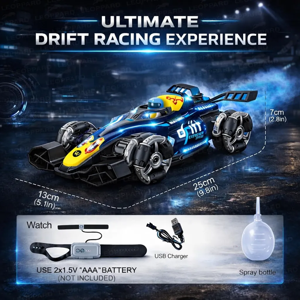Remote Control Car-2.4 GHz RC Drift Stunt Car - Music, Lights, Lateral Drift & Spray Function (No.XJD242-101C)-2466 8.webp