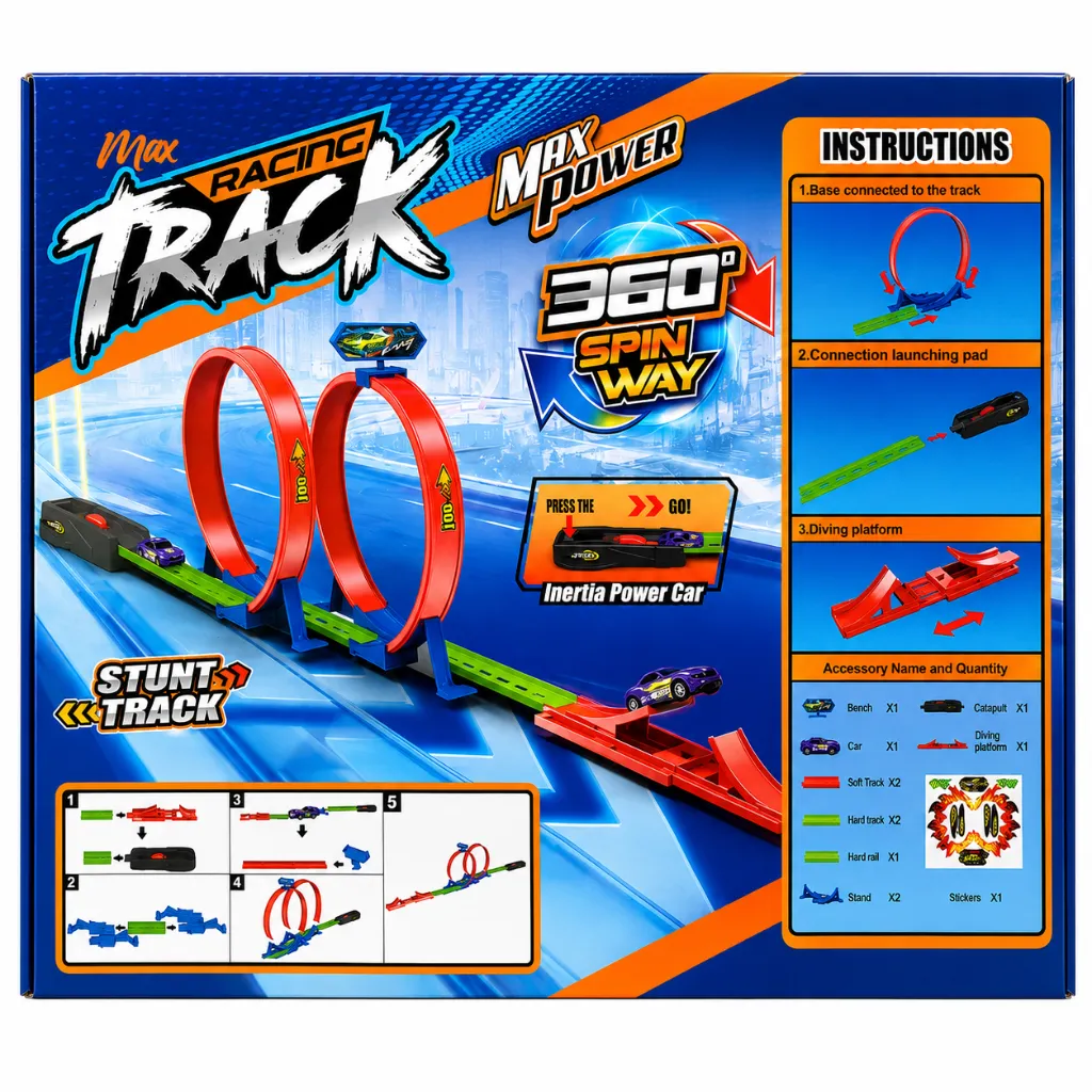 Racing Track Car Set - 360° Spin Stunt Track with Loop & Launching Platform-2469 2.webp