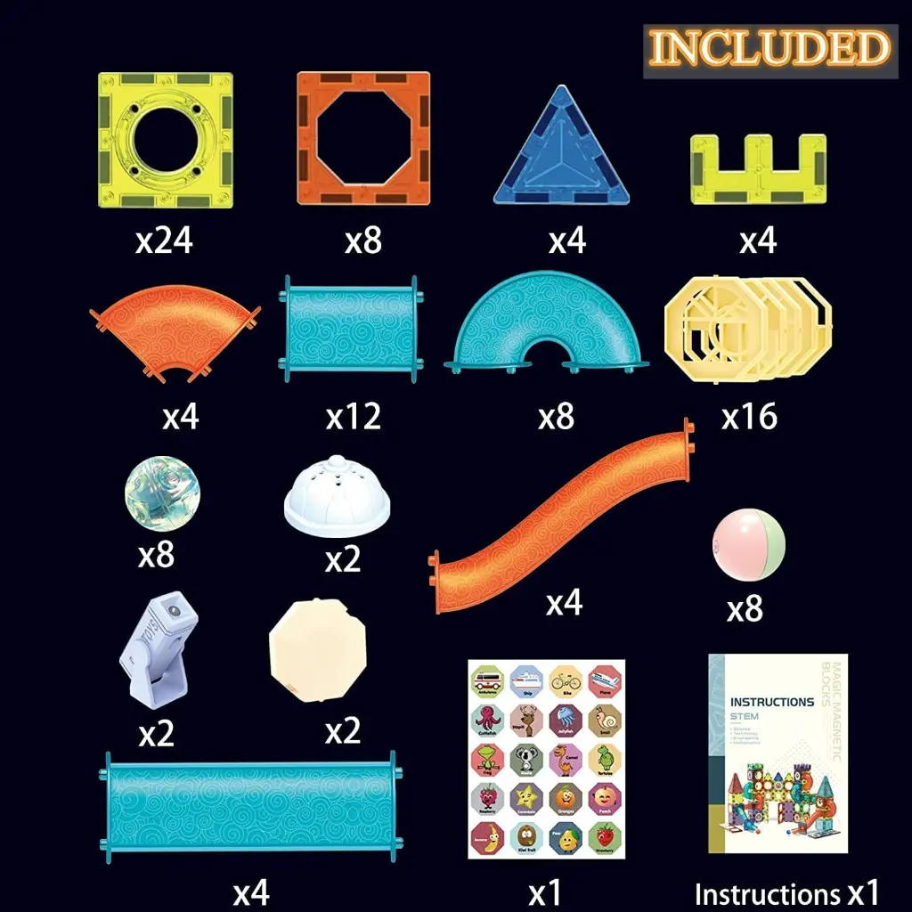75 Pcs Light Magnetic Tiles for Kids – 3D STEM Building Blocks & Marble Run Toy Set 5.webp