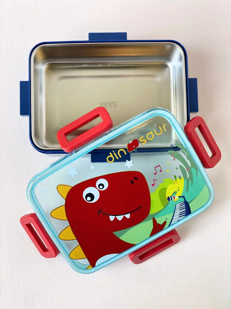Stainless Steel Cartoon Print Lunch Box - 600ml + 100ml Bowl - 2576 -4.webp