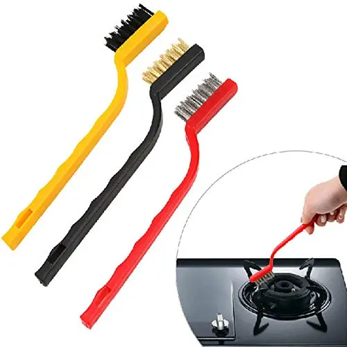 Set of 3 Pc Gas Cleaning Brush - Metal Brush - Brass Brush - Nylon Brush - Gas Stove Cleaning Brush - Kitchen Tools Cleaning Kit - Chimney Cleaning Brush - Burner Cleaner Brush 1.webp