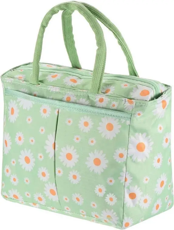 Insulated Lunch Box Bag (Large, Flower Design)