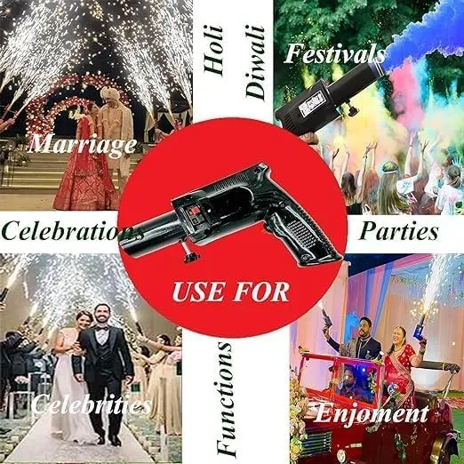 Cold Pyro Gun for Holi, Diwali, Haldi, Barat, Parties, Events & Celebrations | Battery & Pyro Not Included