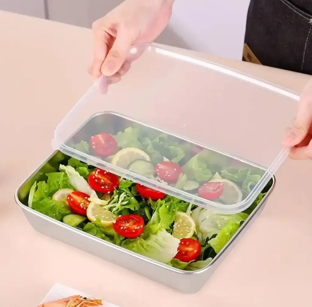 SS FOOD TRAY WITH LID