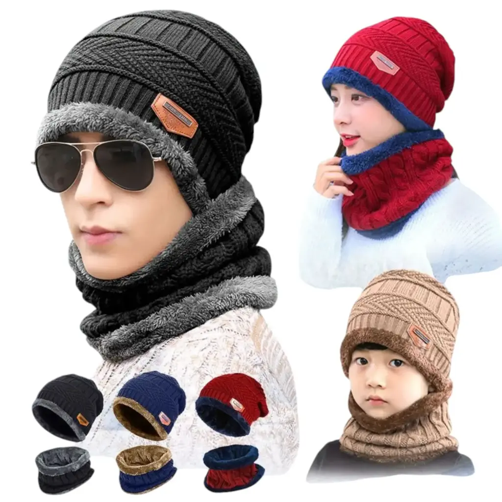 Woolen Cap with Neck Scarf
