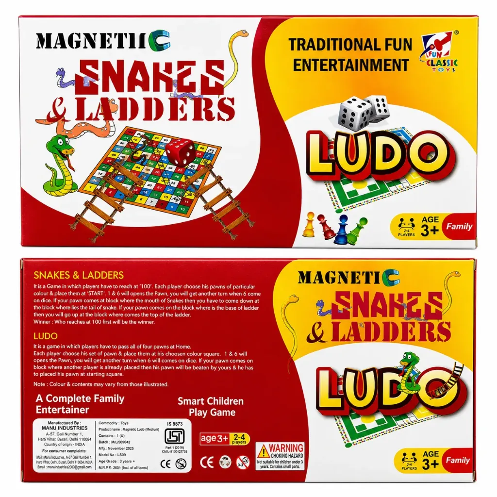 Magnetic LUDO with Snakes & Ladders (LS09)