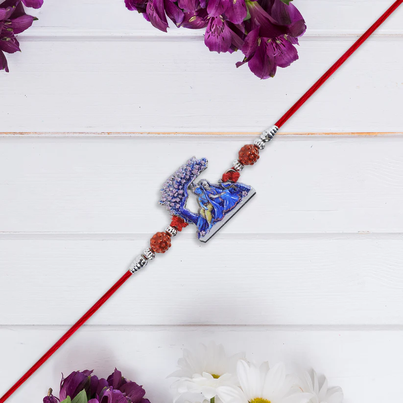 [KBS-1060] Radha Krishna Rakhi under Tree Design with Rudraksha 