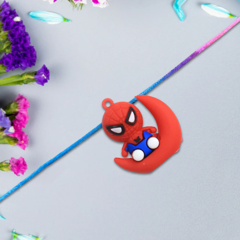 Cute Cartoon Superhero Moon Sit Rakhi for Kids