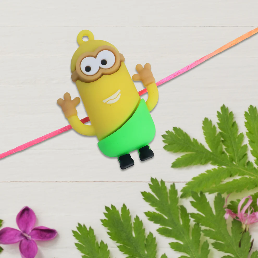 [KBS-1086] Cute Minion Cartoon Rakhi for Kids – Soft Silicone Character Thread