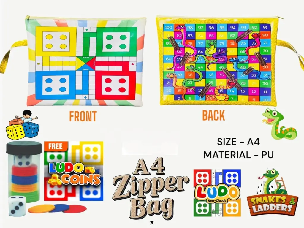 2in1 Ludo & Snake-Ladder A4 Zipper Bag   