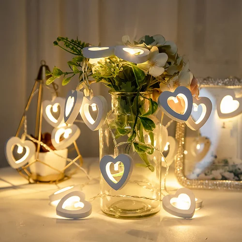 [KBS-1123] Wooden Heart Shape Led Light (14 LED) 