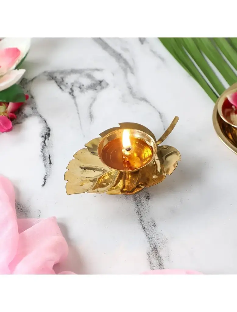 Leaf Brass Diya