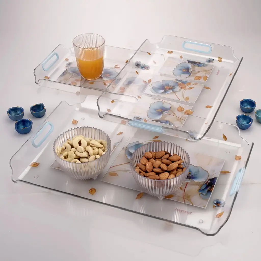 [KBS-1301] Nayasa Modern Plastic Serving Tray Set of 3 (Small, Medium & Large)