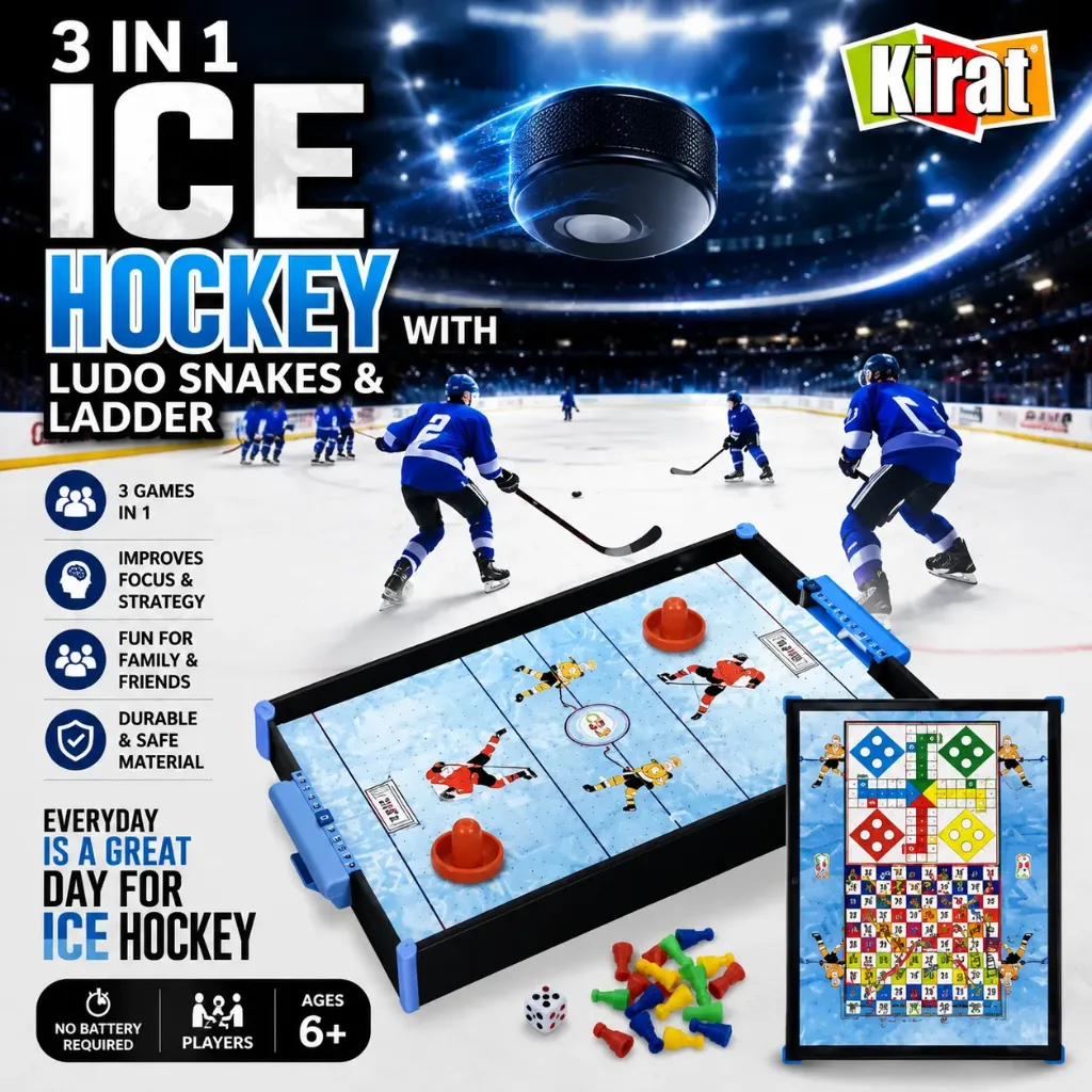 [KBS-1410] Kirat 3 in 1 Ice Hockey (Hockey with Ludo Snakes & Ladder)