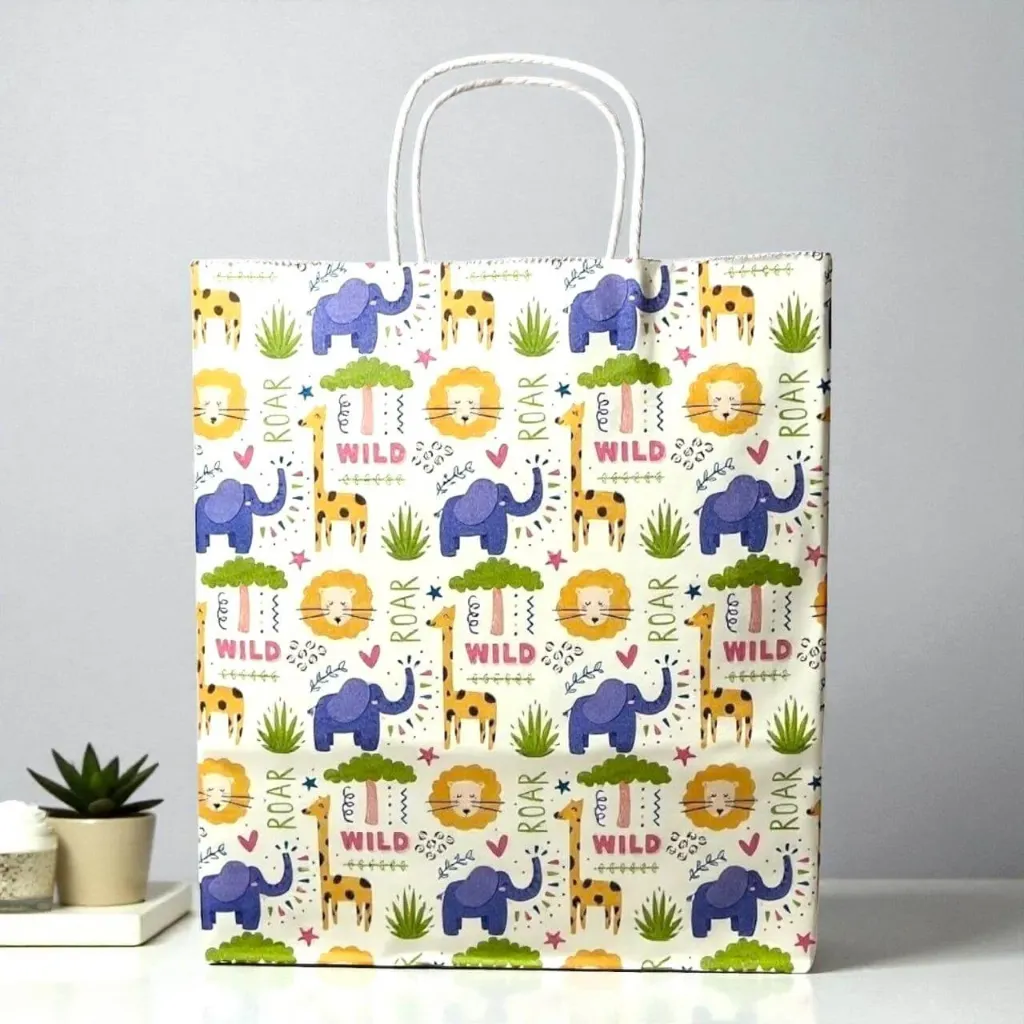 Paper Carry Bag - Wild Animal Theme (12×10″)