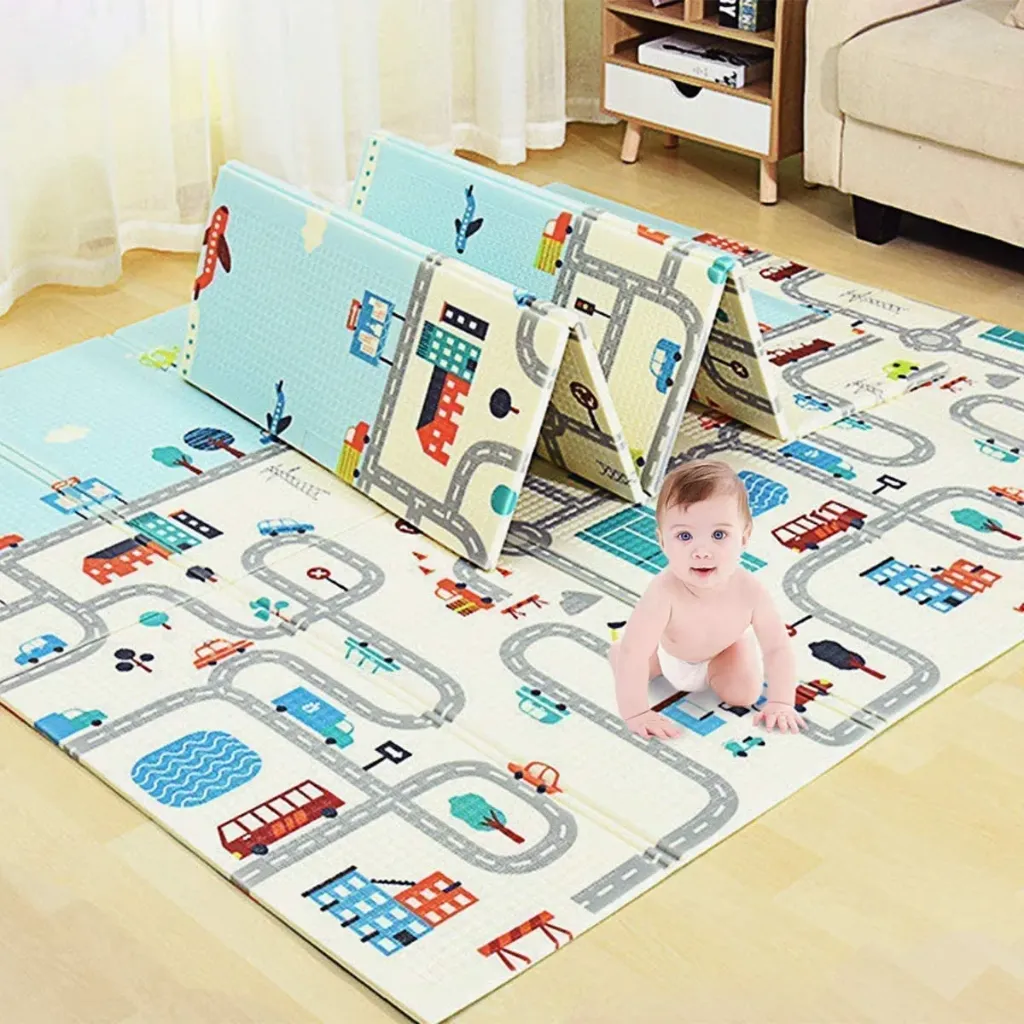 [KBS-1567] Baby Play Mat (Heavy) | Waterproof Reversible Foldable Crawling Mat for Indoor & Outdoor Use | BPA-Free & Non-Toxic (6.5 × 5 FT)