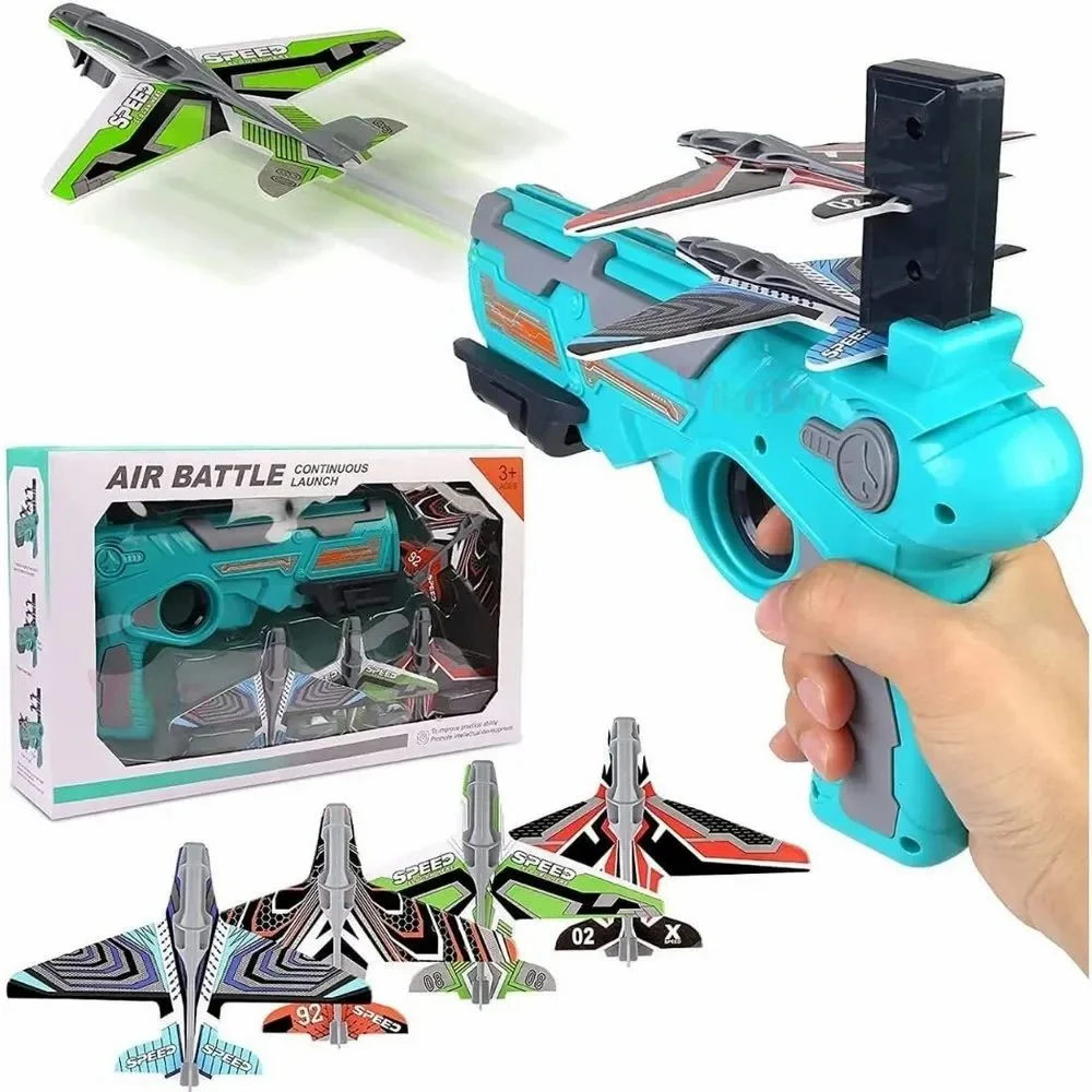 [KBS-1571] Airplane Launcher Toy (1 Plastic Launcher Gun + 4 Airplane Gliders)