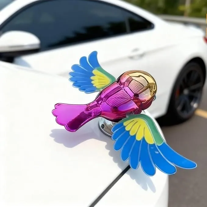 Flying Bird Auto-Flapping Car Ornament | Dynamic Motion Decorative Accessory with Universal Mount for Car, Bike & Helmet