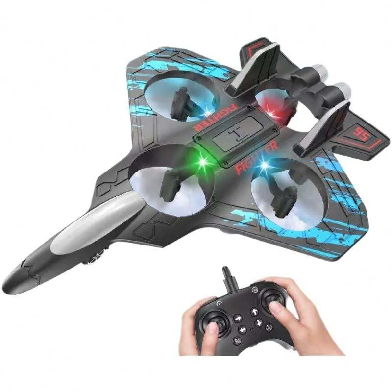 Fighter Plane Remote Control Airplane | Easy-to-Fly Stable Jet for Kids | LED Lights, 360° Hovering & Stunt Rolls