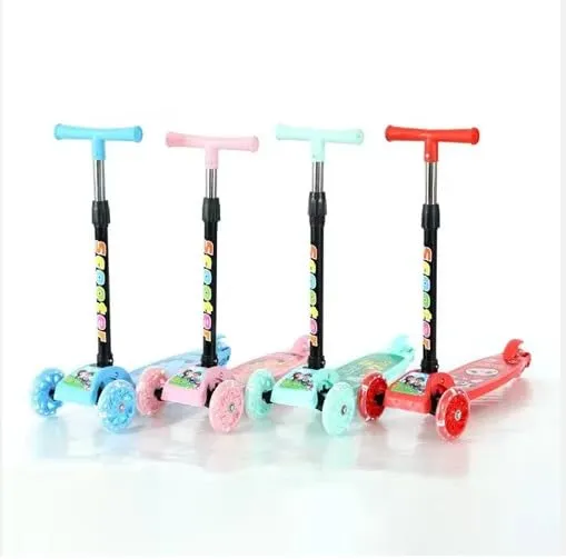 Foldable Scooter Cycle with LED Light Wheels and Height Adjustable Handle for Boys & Girls (Random Color)