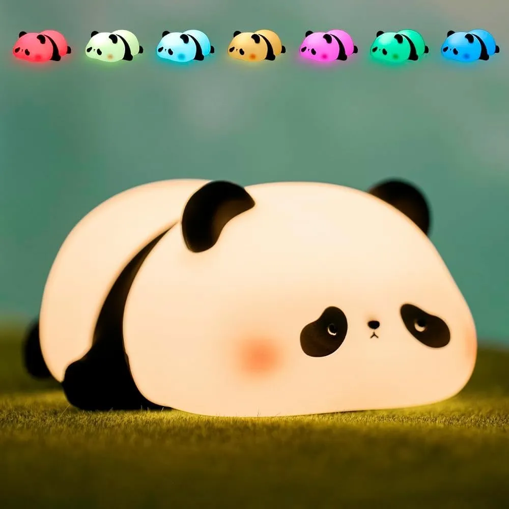 [KBS-1606] Sleeping Panda Touch Silicone Night Light | Rechargeable LED Bedside Lamp for Kids