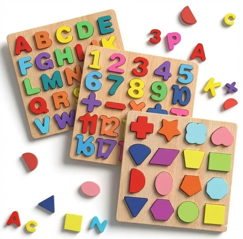 [KBS-1607] Wooden ABCD or 1234 Learning Board for Kids (1 Pcs)